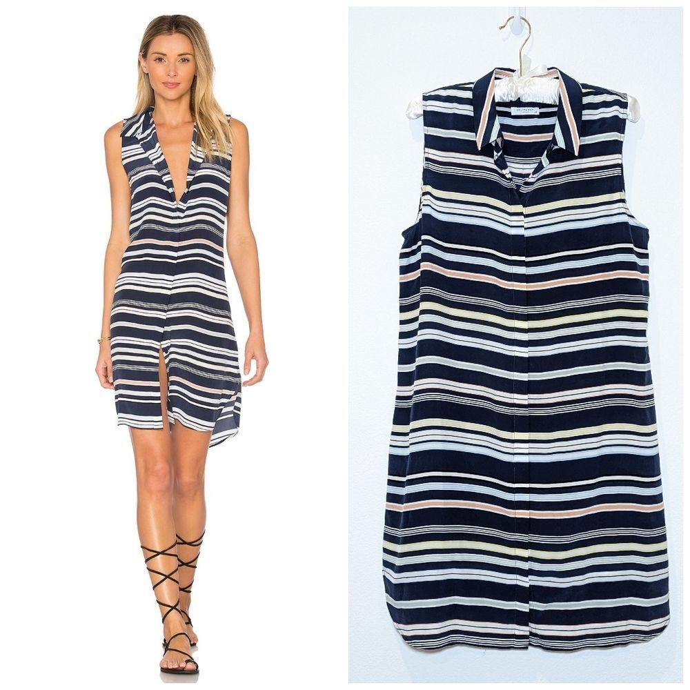 Equipment Janna Striped Silk Shirt Dress